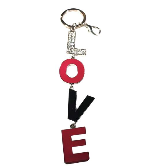 Love Metal Keychain Long Clip Purse Rhinestone - Picture 1 of 5